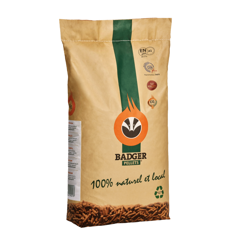 Demi palette de Granulés de bois Badger 33 sacs - 525kg